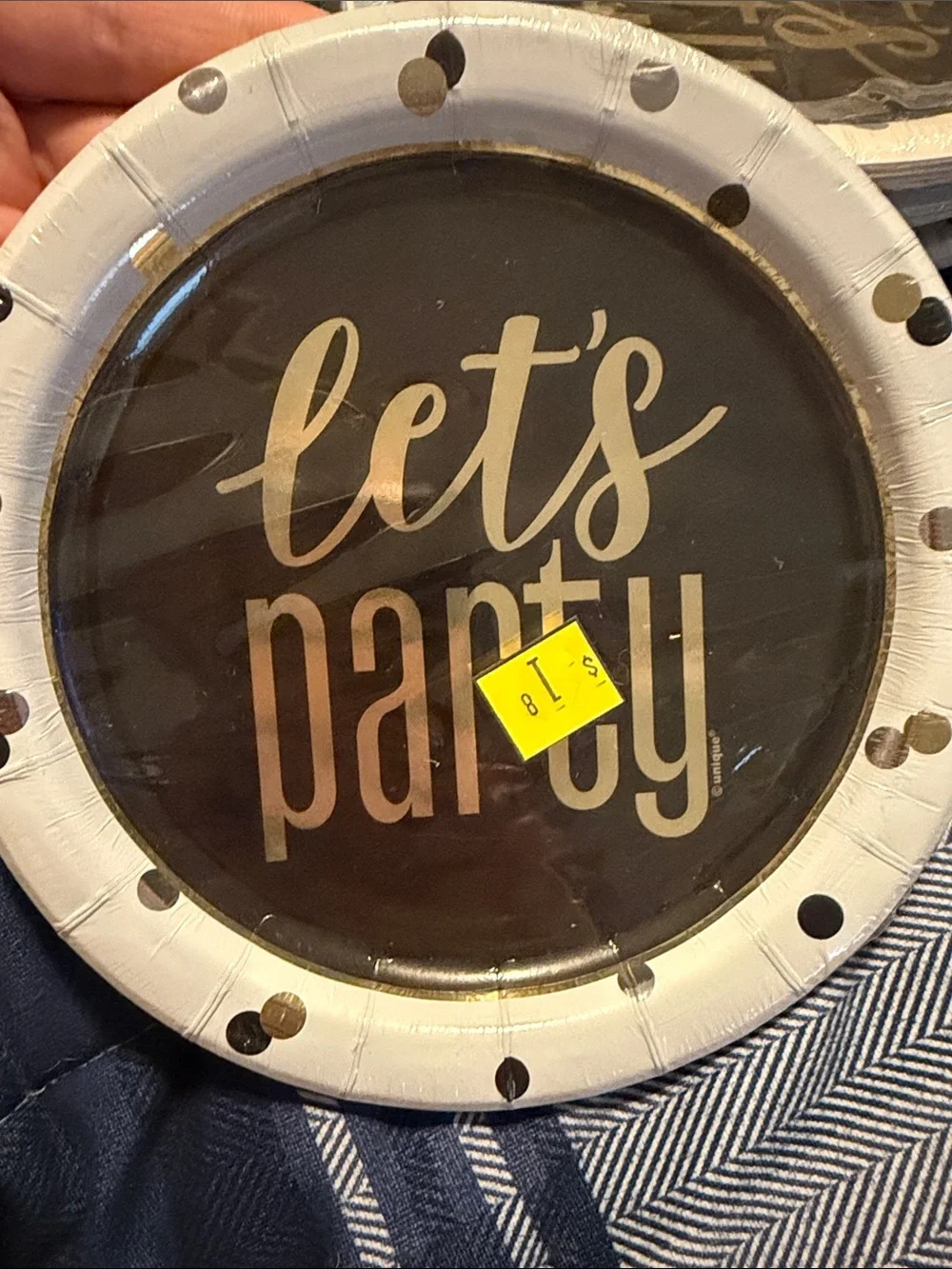 Let's Party Black & Gold Paper Dessert Plates - Home Party Supplies